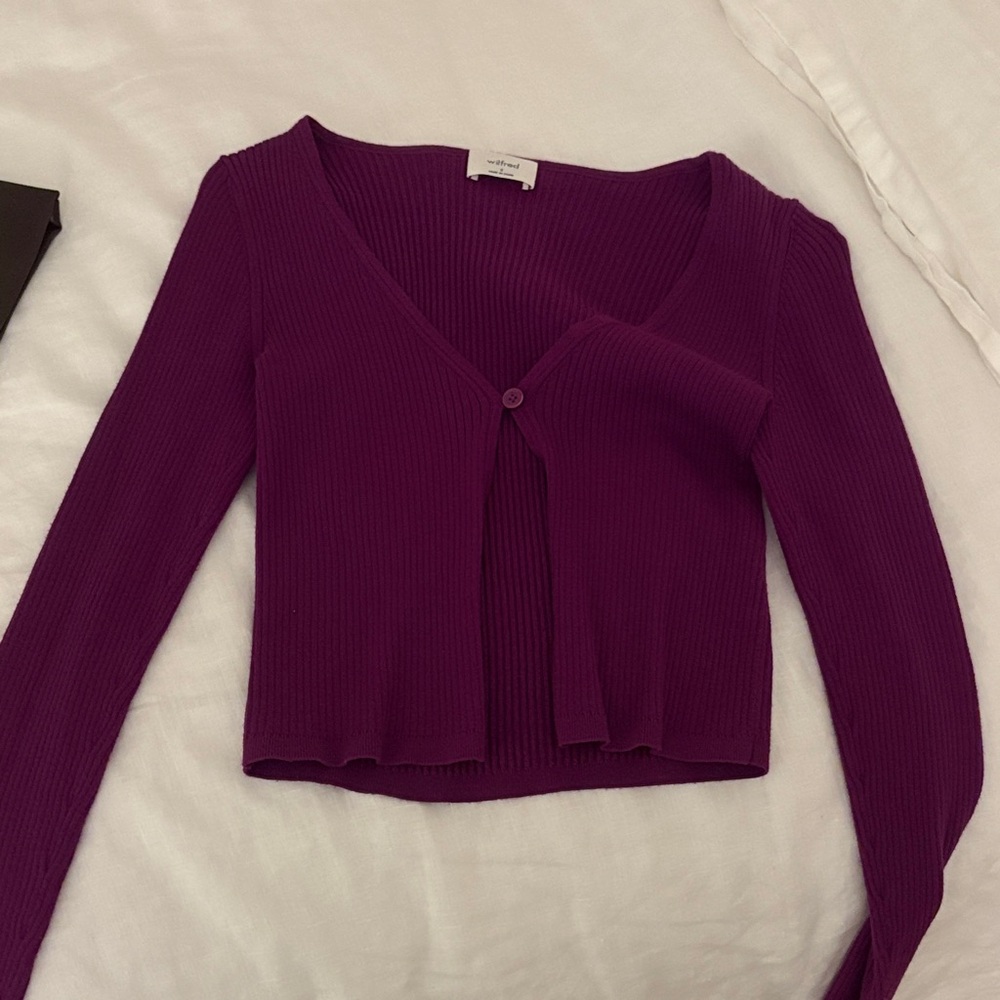Wilfred Deep Purple Ribbed Sweater
